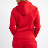 LADIES ALORA RED LONG SLEEVE HOODY WITH KANGAROO POCKET
