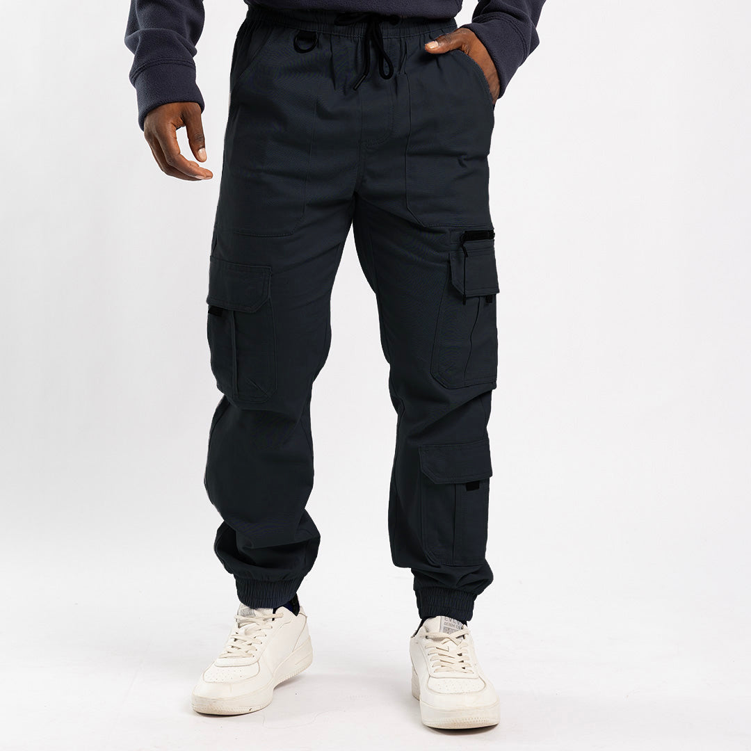 NAVY CARGO TWILL JOGGER (ZIP DETAIL)