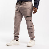 GREY CARGO TWILL JOGGER (ZIP DETAIL)