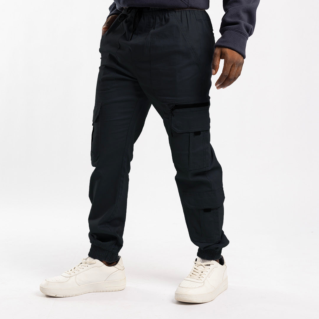 NAVY CARGO TWILL JOGGER (ZIP DETAIL)