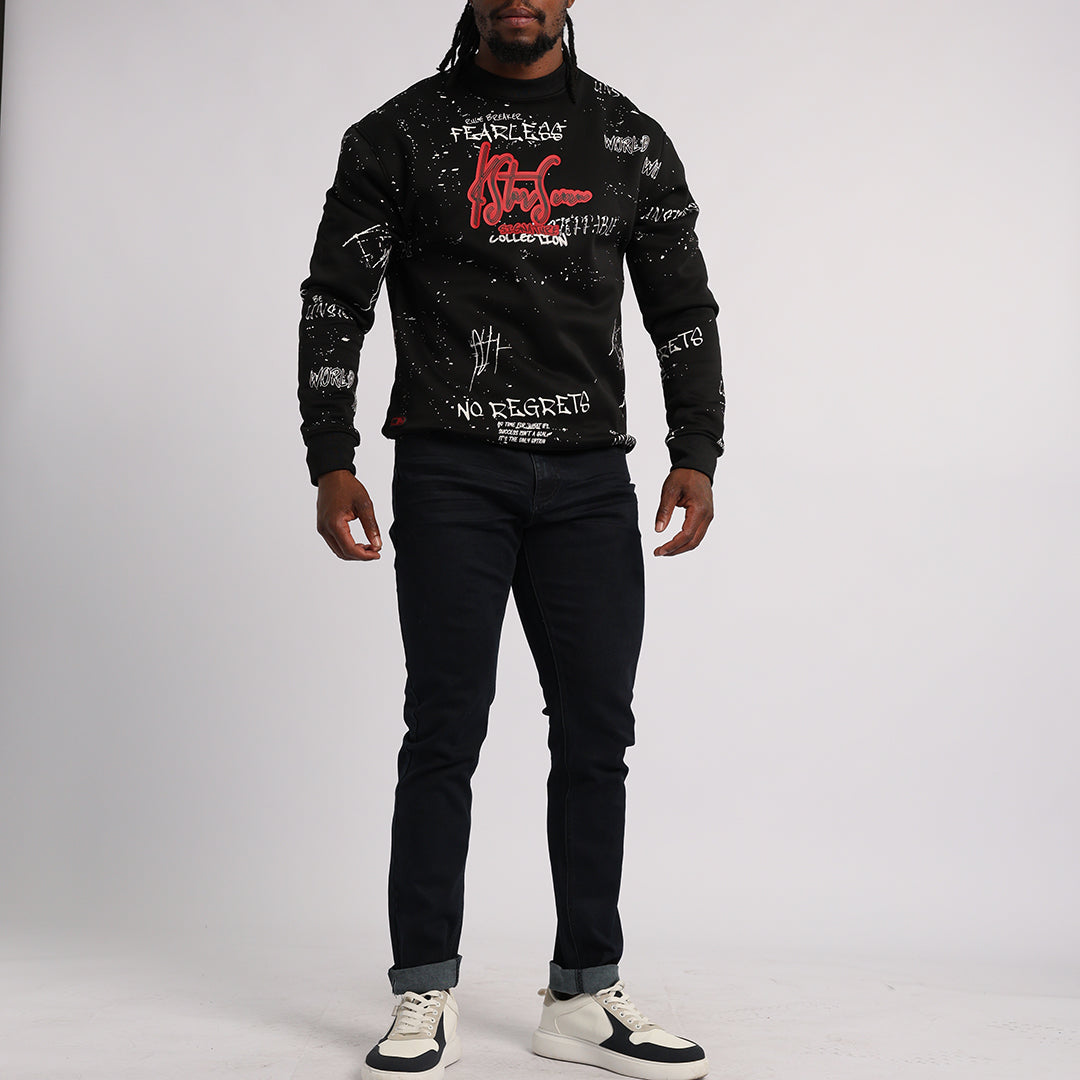 SPLATTER BLACK SWEATER (SPLATTER PRINT)