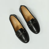 Pu Flat Loafer.Gun Metal Trim.