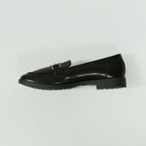 Pu Flat Loafer.Gun Metal Trim.
