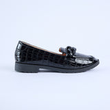 Croc Patent Loafer Shoe.Matte Black Chain Trim.