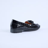 Croc Patent Loafer Shoe.Matte Black Chain Trim.