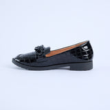 Croc Patent Loafer Shoe.Matte Black Chain Trim.