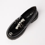 Patent Chunky Loafer.Gun Metal Trim.