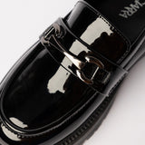 Patent Chunky Loafer.Gun Metal Trim.