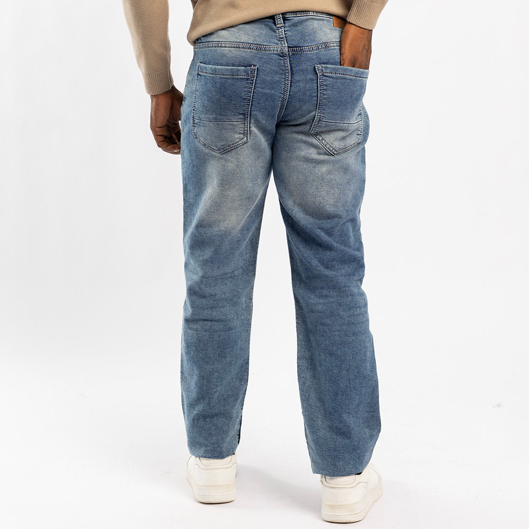 BLUE BRUSHED KNIT DENIM JEANS