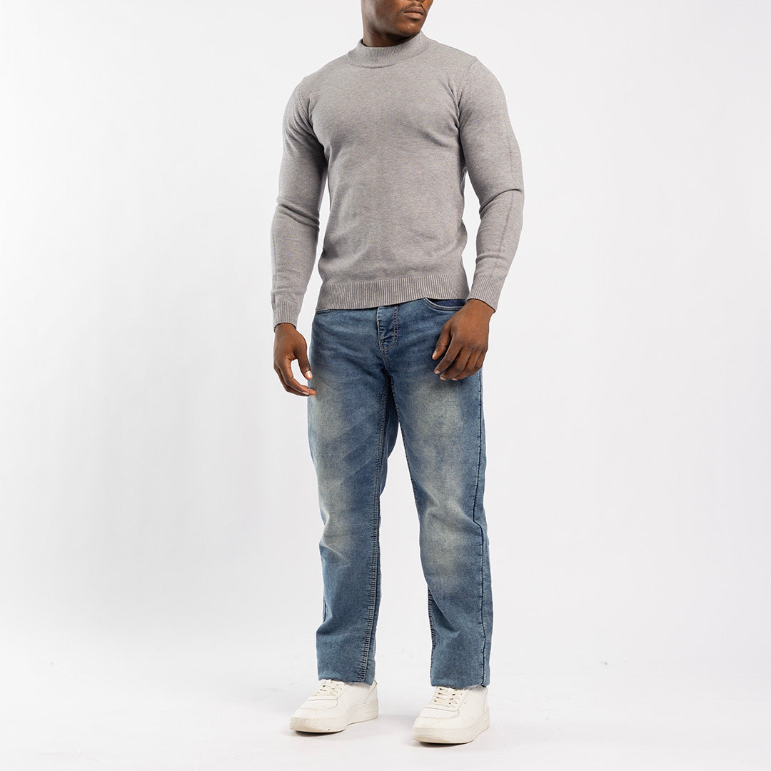 GREY ROUND-NECK JERSEY