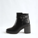 Ankle Boot.Tie Up Buckle Trim.