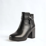 Ankle Boot.Tie Up Buckle Trim.