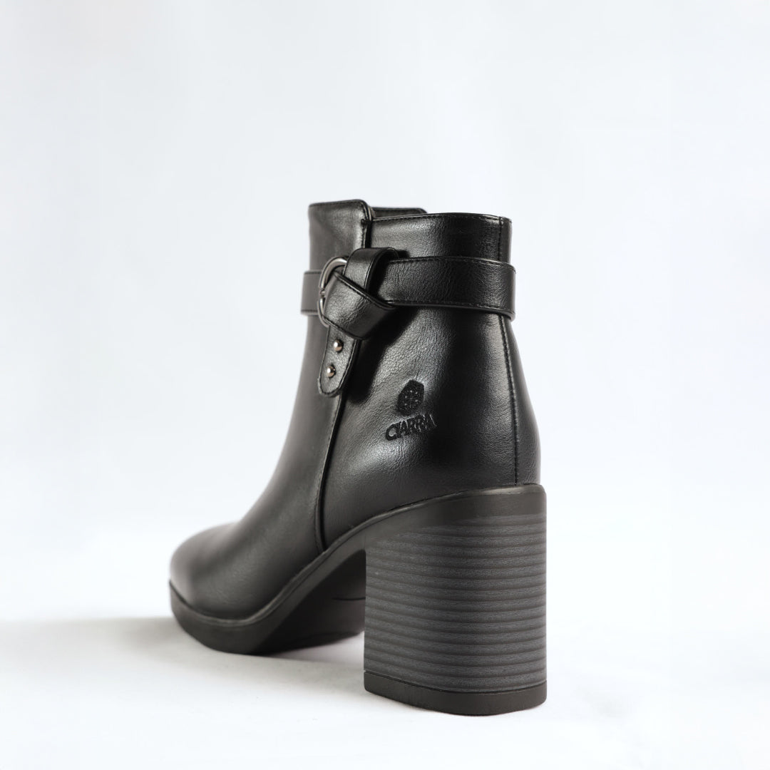Ankle Boot.Tie Up Buckle Trim.