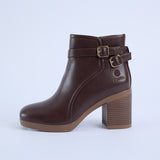 Ankle Boot.Tie Up Buckle Trim.