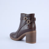 Ankle Boot.Tie Up Buckle Trim.