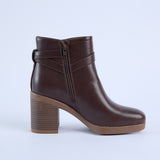 Ankle Boot.Tie Up Buckle Trim.
