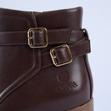 Ankle Boot.Tie Up Buckle Trim.