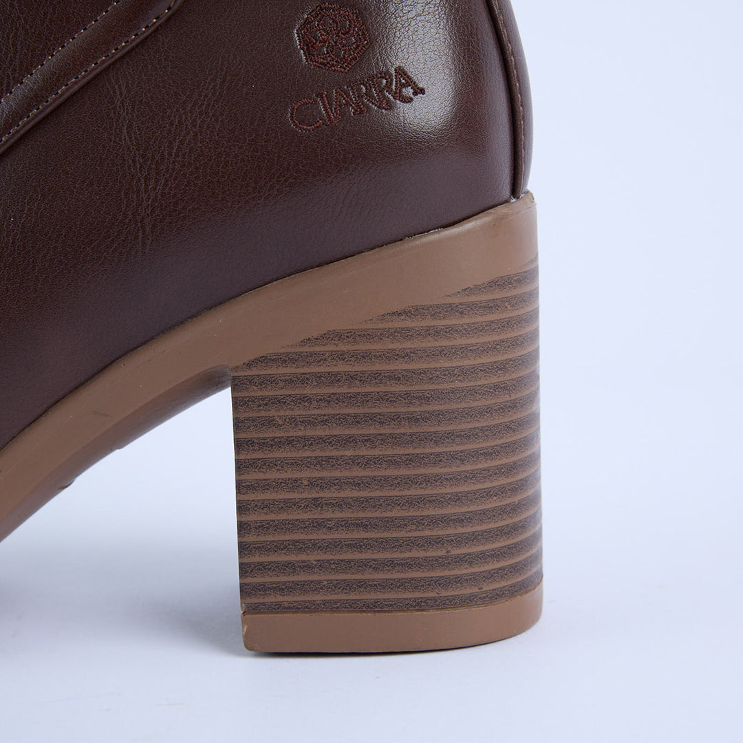 Ankle Boot.Tie Up Buckle Trim.