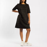 BLACK SUEDE SHORT SLEEVE DRESS