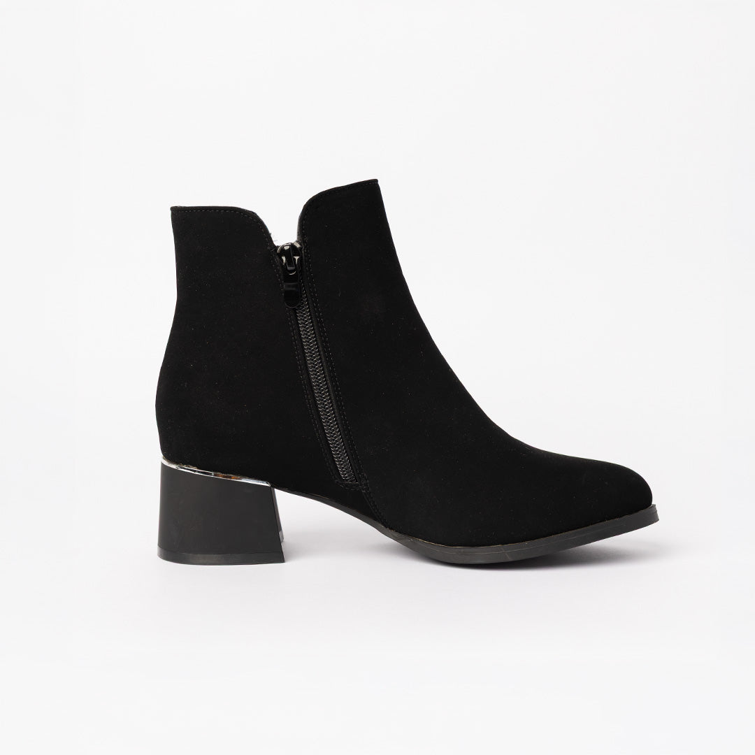 Velvet Ankle Boot.Silver Trim Details