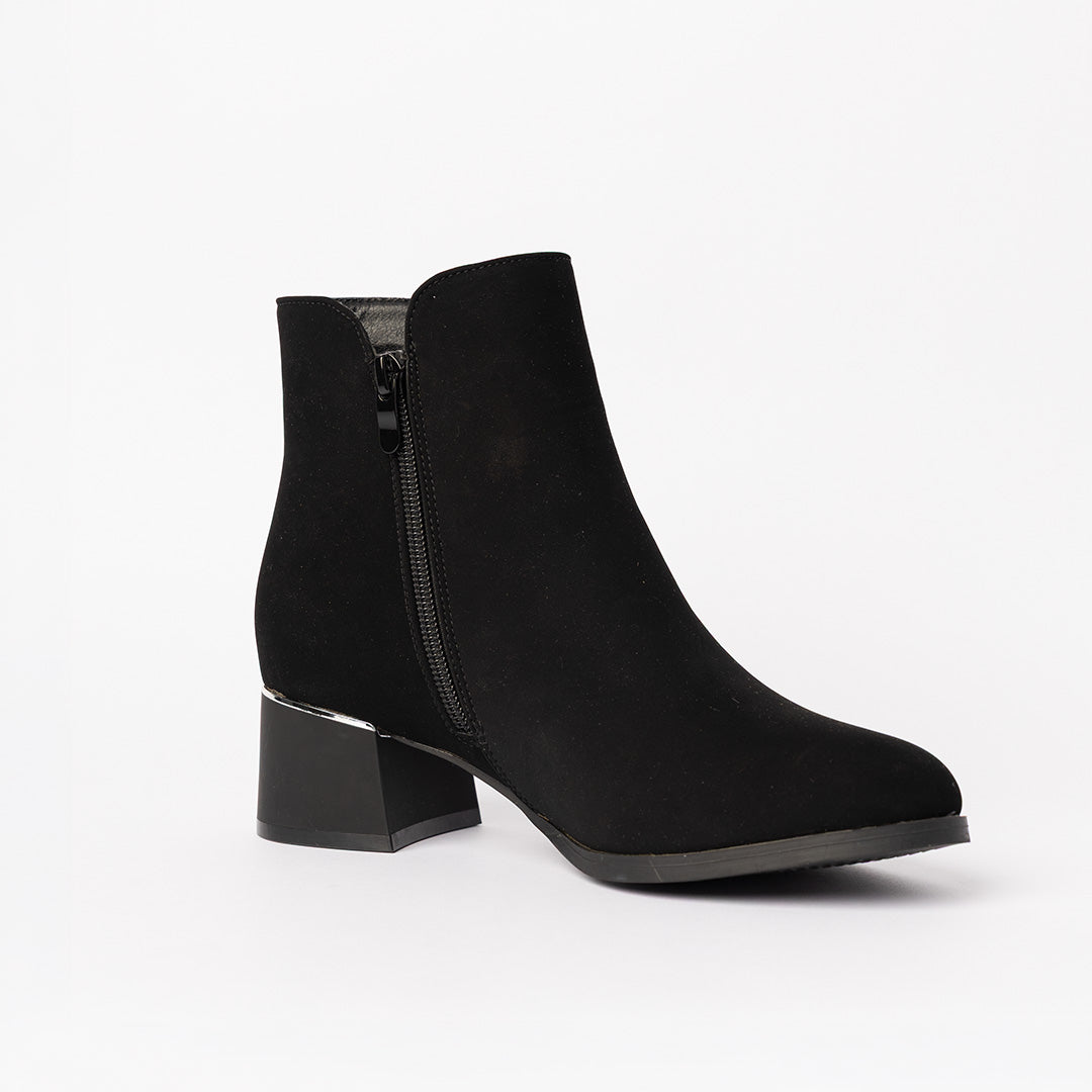Velvet Ankle Boot.Silver Trim Details