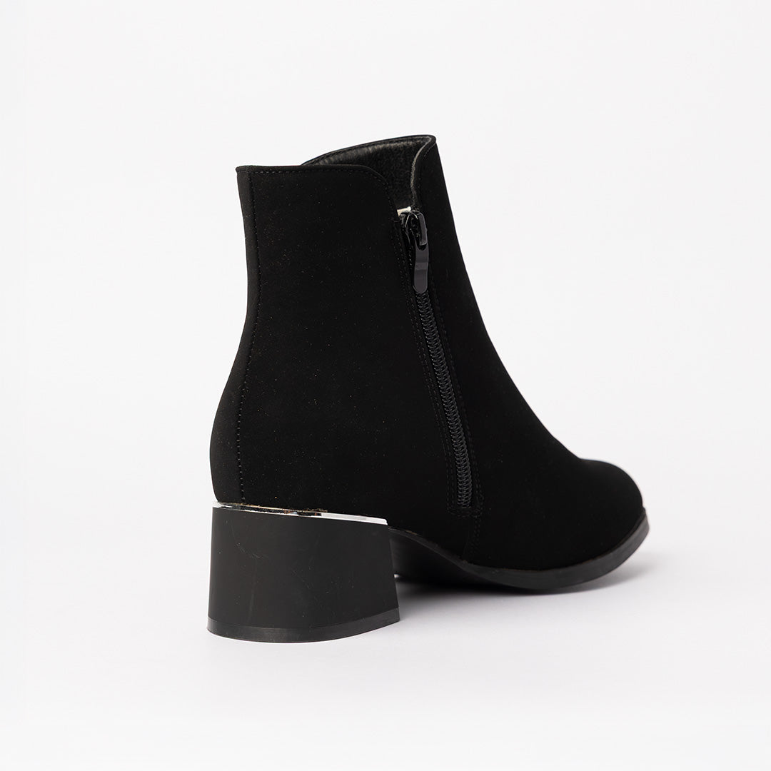 Velvet Ankle Boot.Silver Trim Details