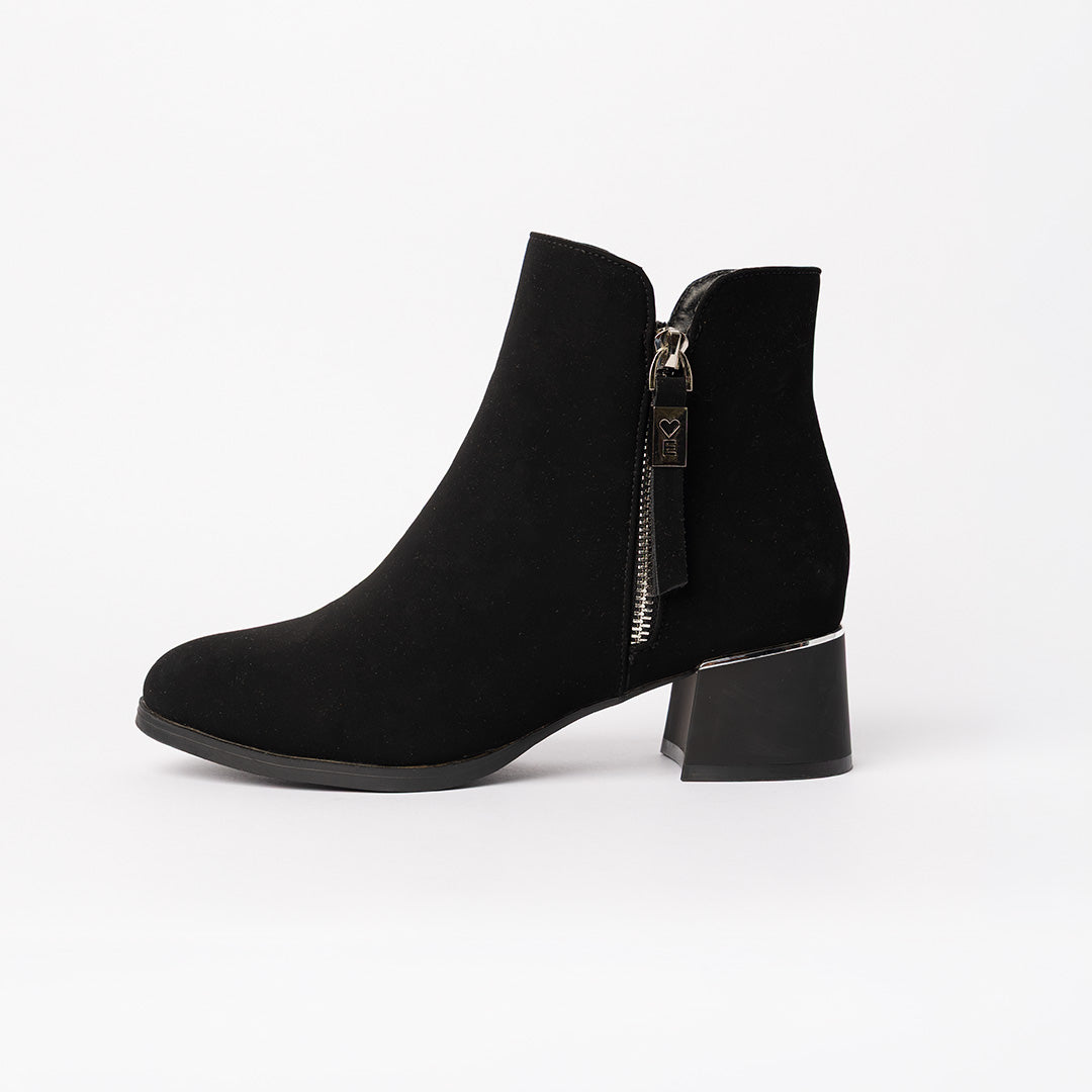 Velvet Ankle Boot.Silver Trim Details