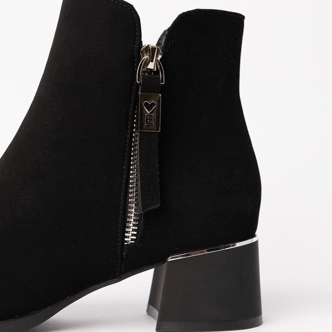 Velvet Ankle Boot.Silver Trim Details