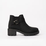 MaTTE Pu Ankle Boot.Gun Metal Trim Details.