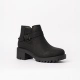 MaTTE Pu Ankle Boot.Gun Metal Trim Details.