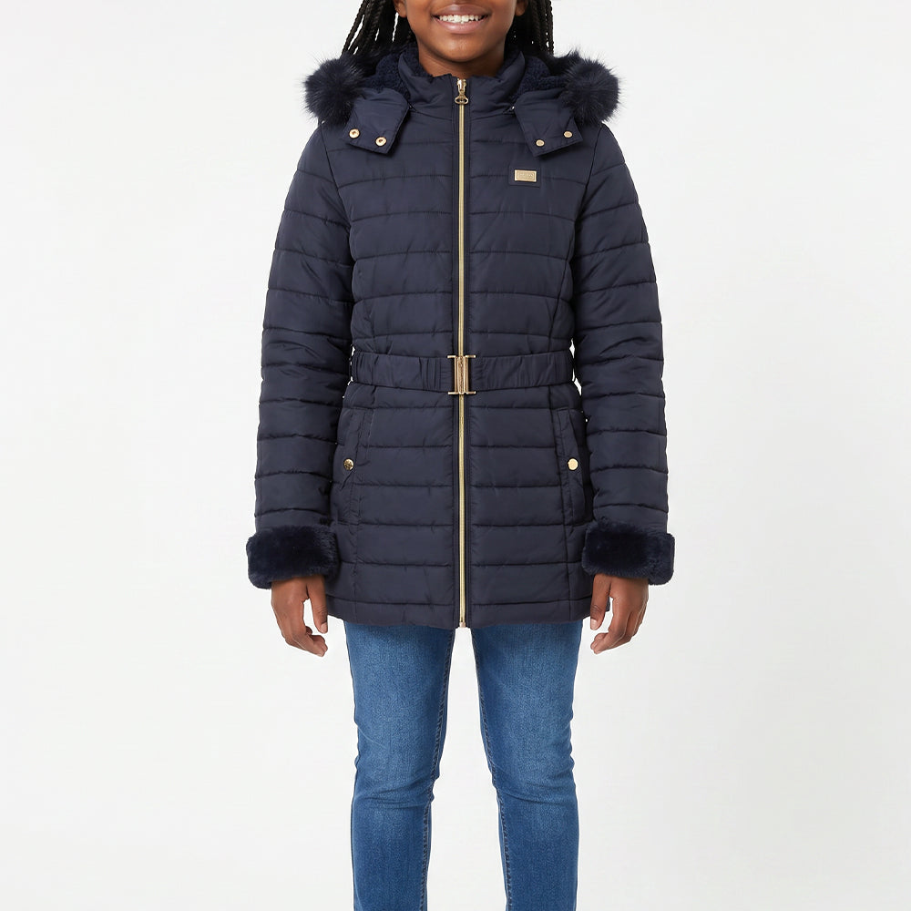 BIG GIRLS TRB NAVY LONG PUFFER HOODED JACKET