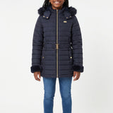 BIG GIRLS TRB NAVY LONG PUFFER HOODED JACKET