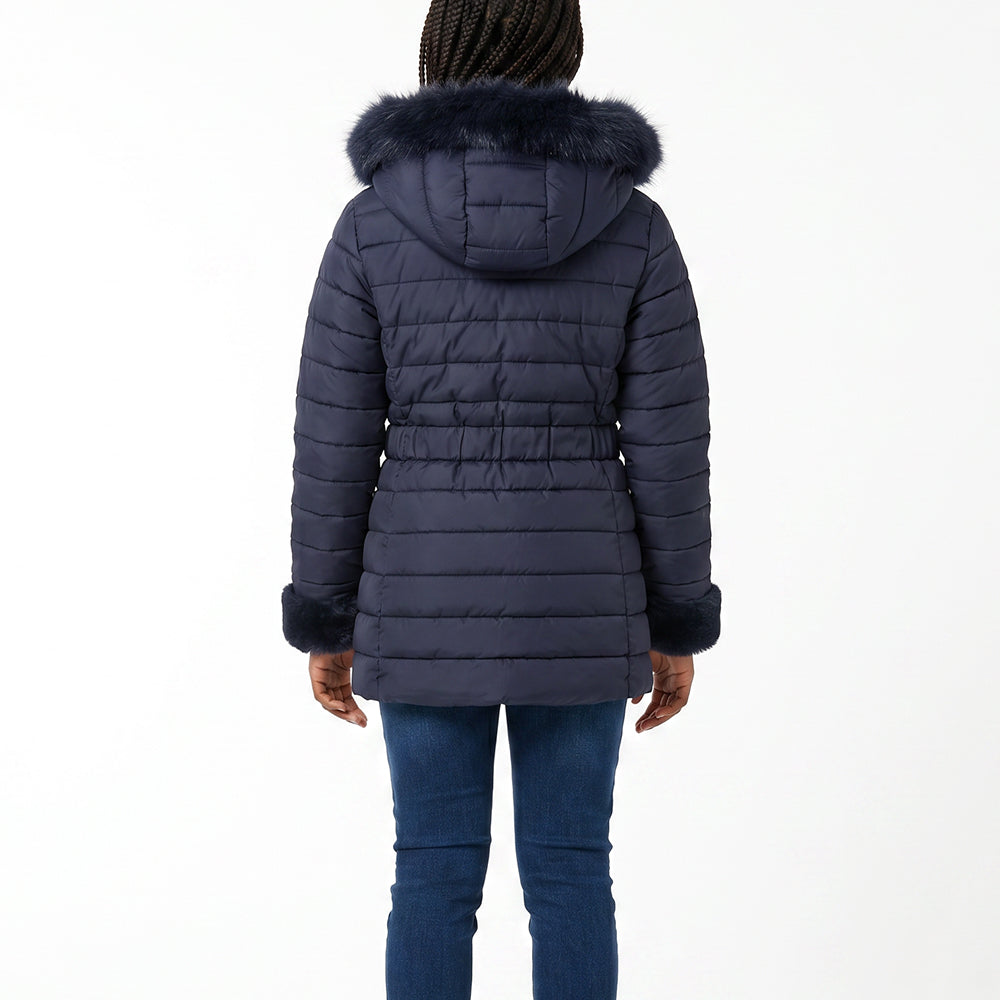 BIG GIRLS TRB NAVY LONG PUFFER HOODED JACKET