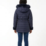 BIG GIRLS TRB NAVY LONG PUFFER HOODED JACKET