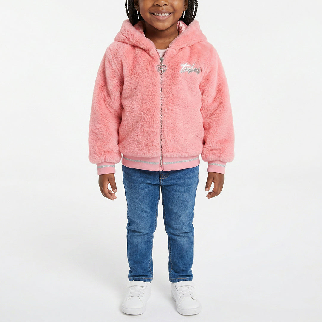 PRE GIRLS TRB PINK PLUSH ZIP THROUGH HODY
