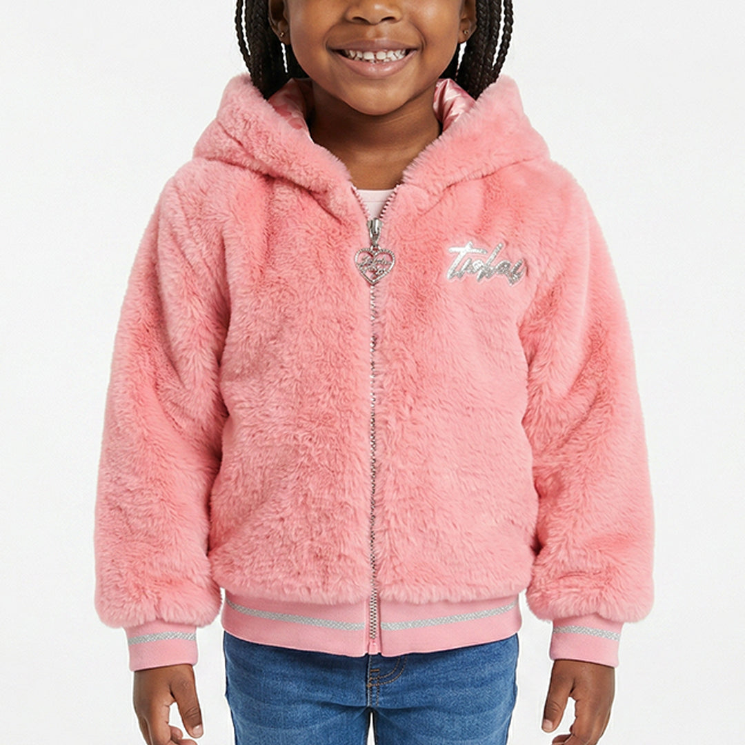 PRE GIRLS TRB PINK PLUSH ZIP THROUGH HODY