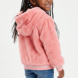 PRE GIRLS TRB PINK PLUSH ZIP THROUGH HODY