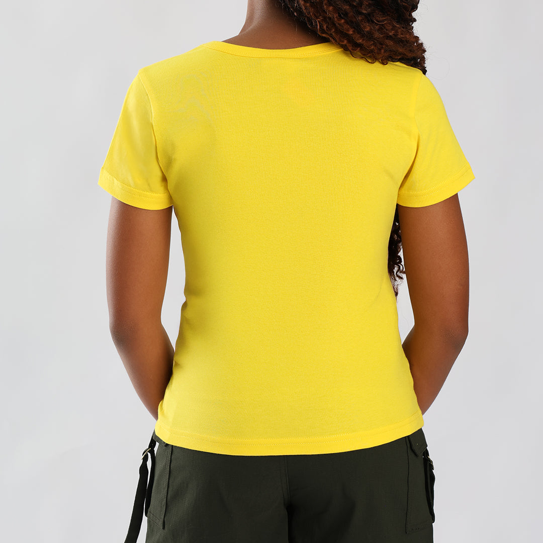 BIG GIRLS TRB YELLOW SHORT SLEEVE T-SHRT WITH CF EMBROIDERY