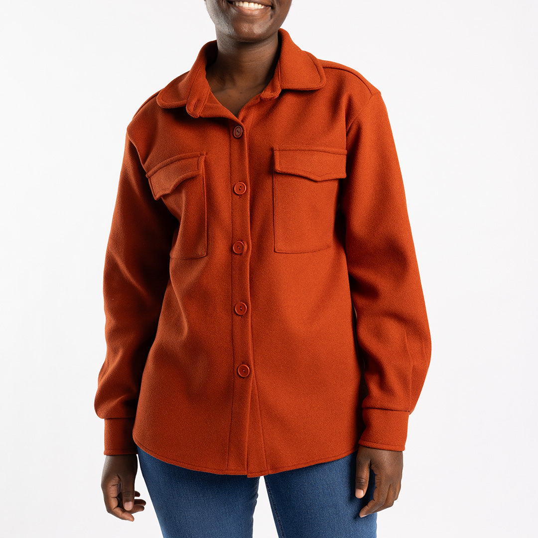 LADIES ALORA RUST LONG SLEEVE SHACKET