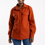 LADIES ALORA RUST LONG SLEEVE SHACKET
