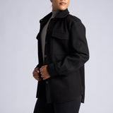 LADIES ALORA BLACK LONG SLEEVE SHACKET