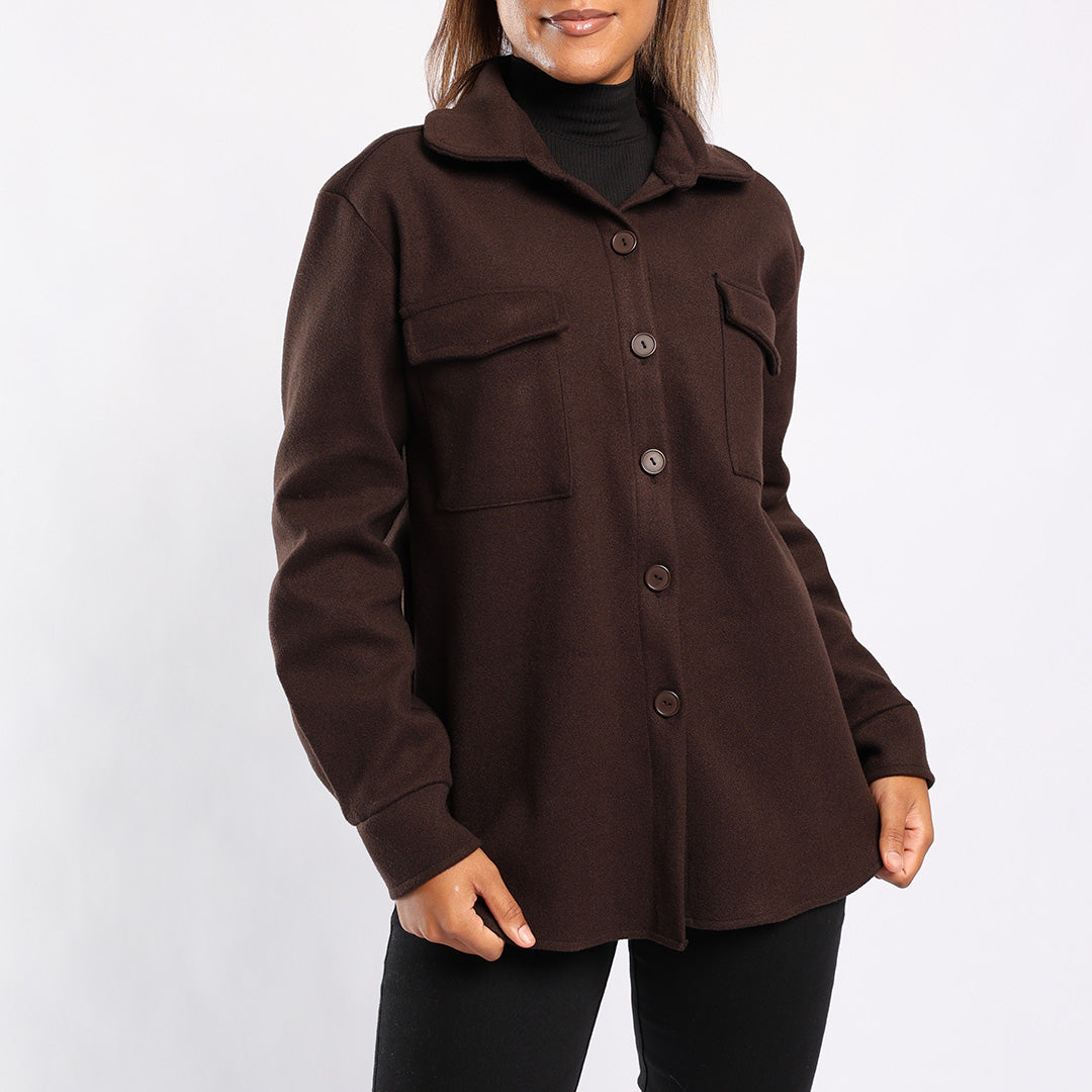 LADIES ALORA CHOC LONG SLEEVE SHACKET