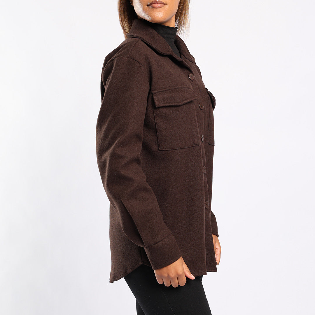 LADIES ALORA CHOC LONG SLEEVE SHACKET