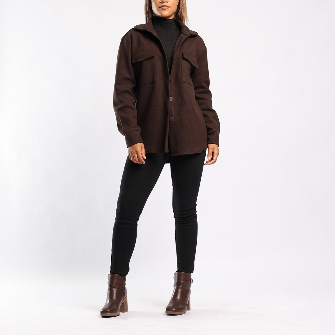 LADIES ALORA CHOC LONG SLEEVE SHACKET