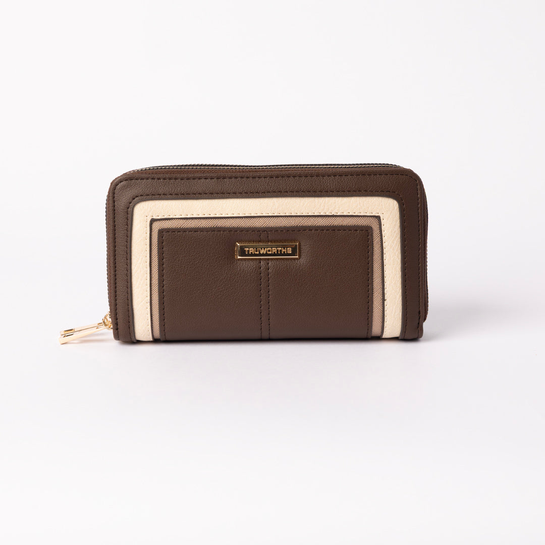 DOUBLE ZIP AROUND PURSE WITH WRISTLET