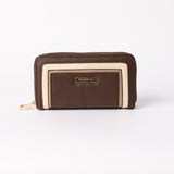 DOUBLE ZIP AROUND PURSE WITH WRISTLET