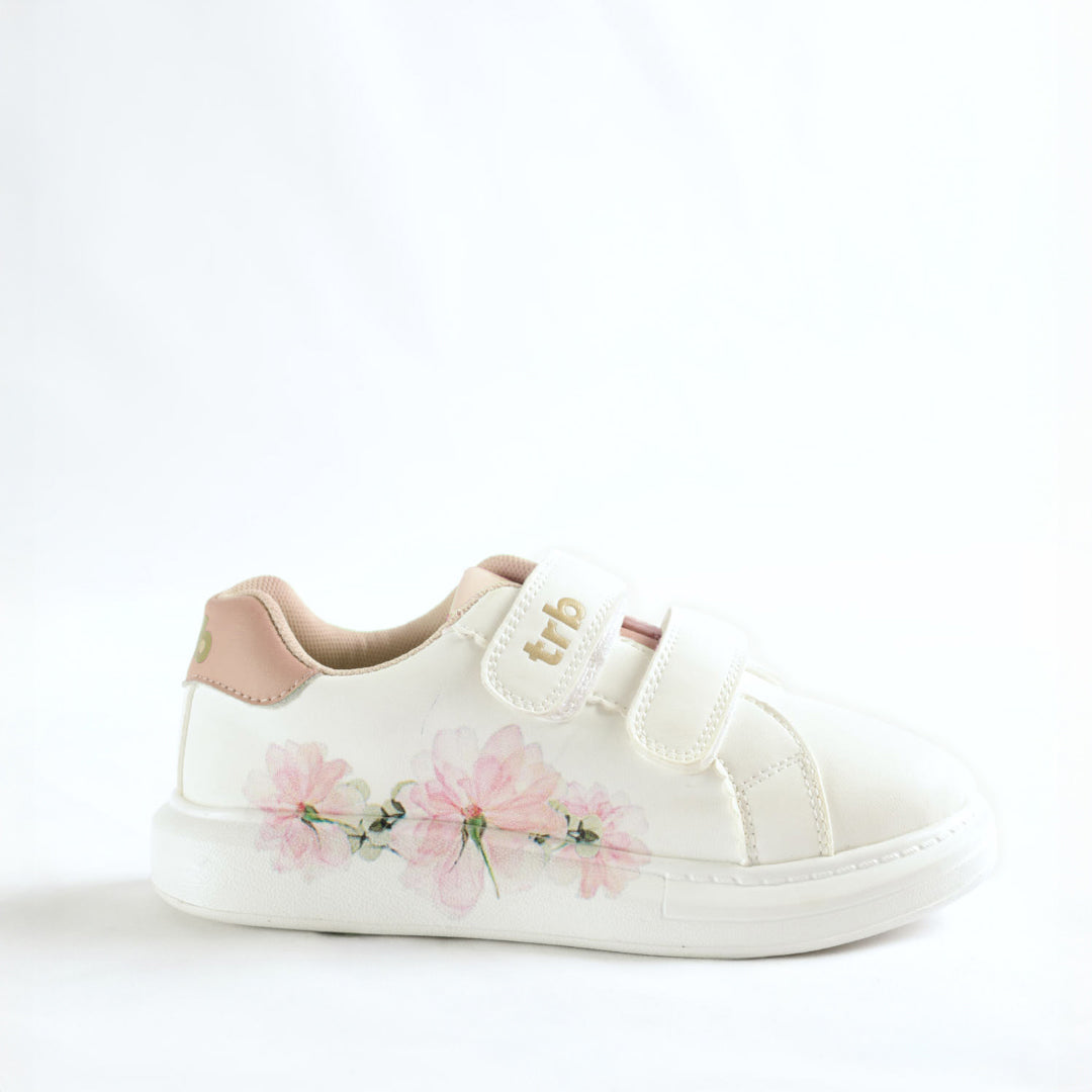 Velcro Sneaker.Floral Printed Detail.