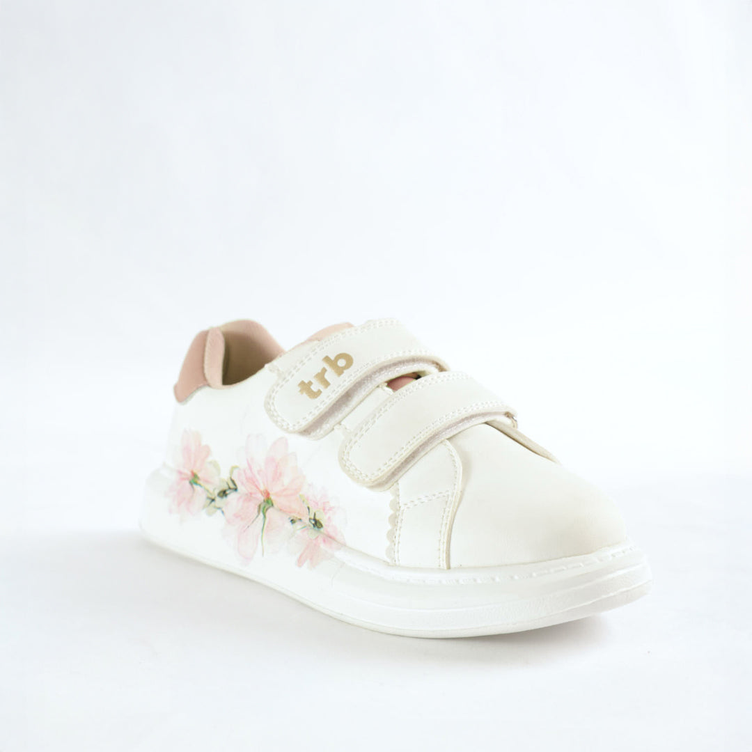 Velcro Sneaker.Floral Printed Detail.