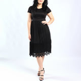 LDS BLACK PLEATED DRESS