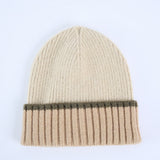 Blocked Viscose Ribbed Beanie.PU Label.